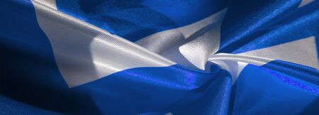 Texture, background, pattern, silk blue and white crepe breath. Labyrinth Cube Geometric Fabric with a print. The best solution for your projects. You'll be the best with this fabric.の写真素材