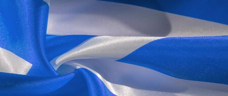 Texture, background, pattern, silk blue and white crepe breath. Labyrinth Cube Geometric Fabric with a print. The best solution for your projects. You'll be the best with this fabric.の写真素材