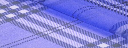 silk, lilac fabric (baby blue), checkered wallpaper in a cage tartan. Scottish tartan dress. Textile...