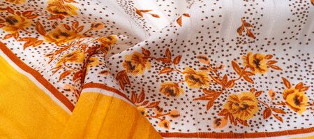 Texture background, women's shawl. yellow flowers on a  YOUR SMILE, light scarves, beach towels an...