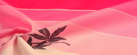 Texture, background, pattern, postcard, silk fabric, pink and red beige tones, brown patterns with a print, floral pattern, exquisite fabric will make your project the bestの写真素材