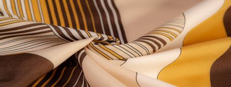 Texture, background, pattern, silk fabric of brown color, geometric lines, pattern from tribal straight lines of different shades, geometric pattern, set for your projects, brown and whiteの写真素材