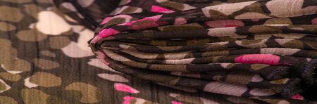 Textured design, silk fabric, women's scarf, white pink red-brown abstract circles, your project...