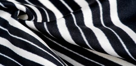 silk striped fabric. Black and white stripes. This beautiful, super soft silk blend of medium thick...
