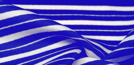 silk striped fabric. blue white stripes. This beautiful, super soft, medium-sized silk blend is...