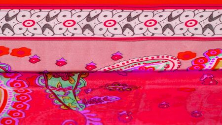 Texture, background, paisley silk fabric, Indian themes ornate traditional paisley elements with...