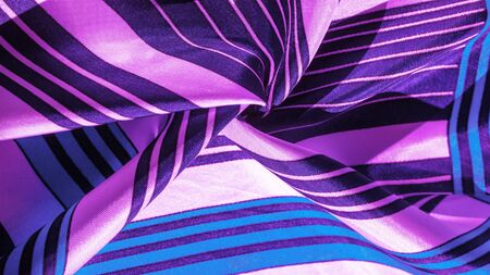 Texture, background, silk fabric with a blue striped pattern. The design of this fabric is devoted...