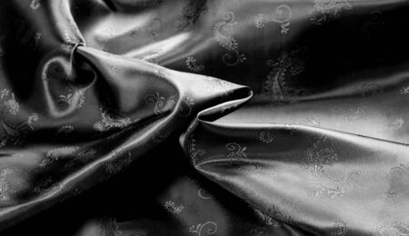 Texture, Black silk chiffon fabric with paisley print. fabulous soft and dark fabric, with a...