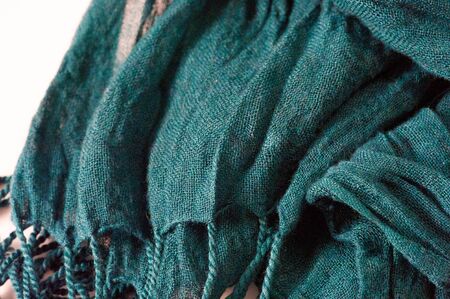 texture, pattern, background. Women's scarf turquoise, harvested materialの写真素材