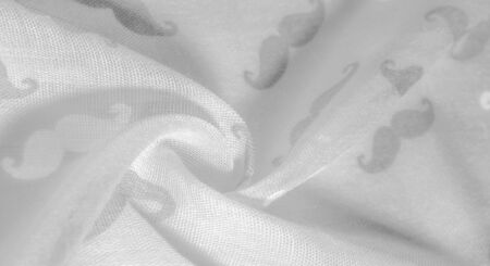 Texture background, white silk fabric with painted cartoon mustache, Geekly Mustache cream, Geekly...