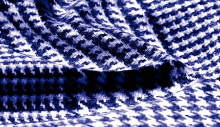Background texture, pattern. The fabric is thick, warm with a checkered pattern, blue. Stop. You...