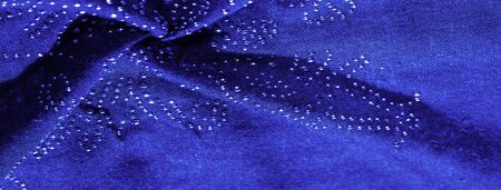 exture, background, pattern, postcard, blue silk with glued glass stones to break the light, this fabric is the best fit for your projects, solemnly and stylishlyの写真素材