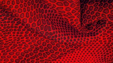 red silk fabric, animal skin. All projects are new and designed in our studio by designers who have deep knowledge in the field of fabric photography and the use of their final product.の写真素材