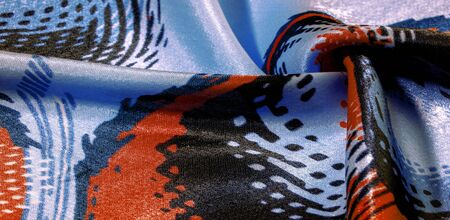 The texture of the silk fabric background is an abstract illustration, this skeletal print is perfect for your projects, design and accents of your creativity. Colors include blue black purple beigeの写真素材