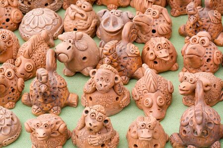 Background texture. Template. Products made of clay, folk crafts. Refractory products made of clay....