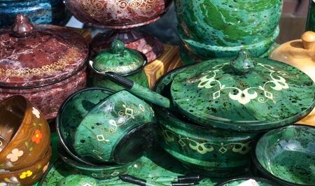 Flea market, Wooden products, folk art and creative expressions of contemporary self-taught artistsの写真素材