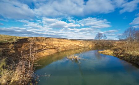 Autumn winter landscape, november. The end of the month. A sad, gloomy season, nature is waiting for...