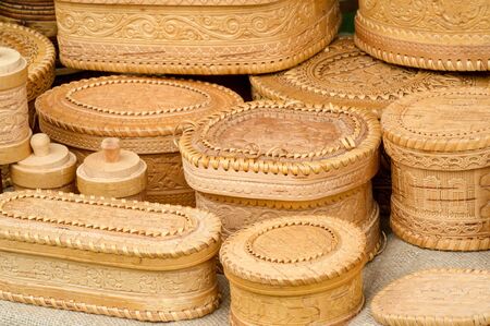 Flea market, Wooden products, folk art and creative expressions of contemporary self-taught artistsの写真素材