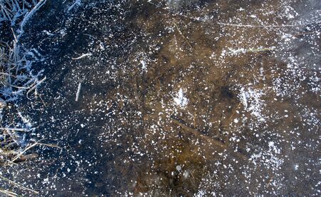 There is frost on the street, ice on the river, ice bubbles stuck in ice, unusually colorful ice...