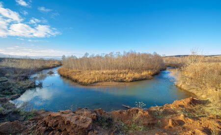 Autumn winter landscape, november. The end of the month. A sad, gloomy season, nature is waiting for...