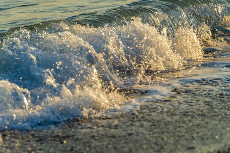 Shallow depth of field, Light wind, Waves, local weak coastal wind blowing during the day from the sea to land and at night from landの写真素材