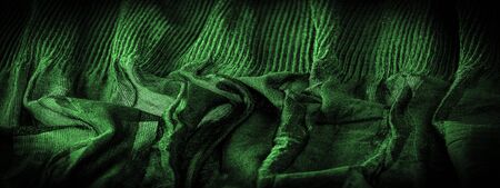 Texture, background, pattern, Crepe deep green, is a fabric of silk, wool or synthetic fibers with a distinctly clear, crimped appearance. Crepe is also historically called crÃªpe or crispの写真素材