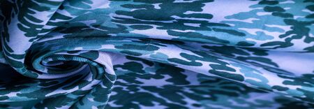 Background design texture, blue silk fabric, abstraction, copyright print, military camouflage...