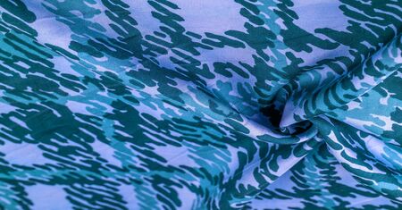 Background design texture, blue silk fabric, abstraction, copyright print, military camouflage...