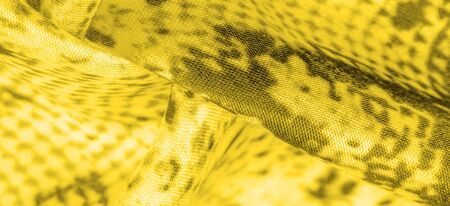 Background, texture, pattern, yellow fabric with a pattern of yellow squares, lines,の写真素材