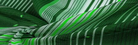 Textural pattern, collection, silk fabric, green background with a striped pattern of white and salad lines, Spanish theme, Mexican costumes ponchoの写真素材