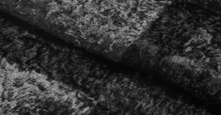 Texture, background, pattern, design, black and white velvet fabric, dense fabric of silk, cotton or...