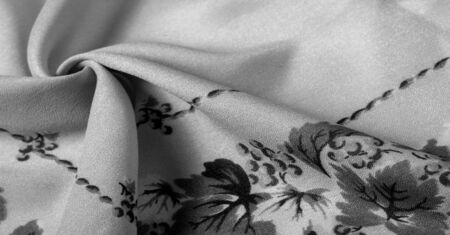 Texture, background, pattern, Crepe de Chin. Beige color, blue flowers. This is a group of silk,...