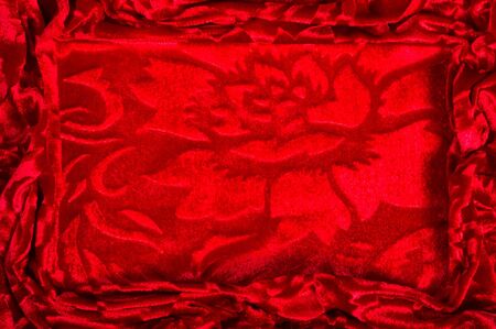 velor, cloth of red color. This gorgeous stretch velvet fabric has a velvety heap. Panne nap adds flicker and texture! It has a knitted back and is great for creating a stylish designの写真素材