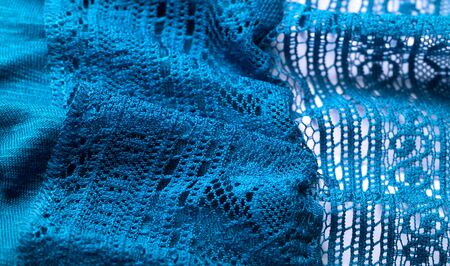 texture, background, design, Blue knitted lace triangular scarf, shawl, autumn winter scarf, hood,...