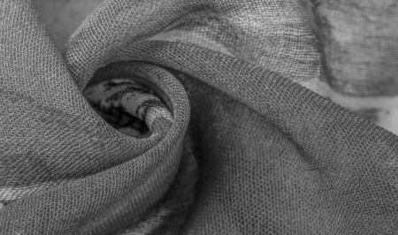 Texture, background, design, abstract pattern on fabric, large wicker thread, gray white lines...