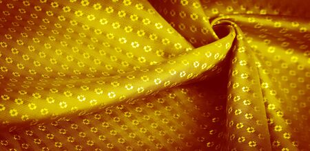 Background texture, decorative ornament, yellow gold silk fabric, with small prints, wealth, riches, richness, rich, fortune,の写真素材