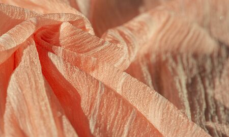texture, background, pattern, collection, wrinkled silk fabric champagne (pale fawn). 3D pleated