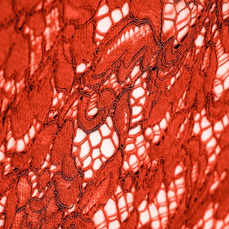 Texture, background, pattern, red lace fabric, delicate embossed lace fabric, scalloped on both...