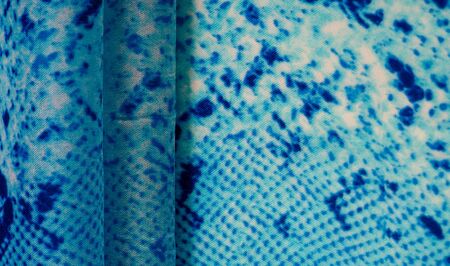 Background, texture, pattern, silk-white fabric with a pattern of blue squares of lines