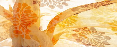 Texture, background, pattern, sensations, orange red yellow floral, A foulard is a lightweight...
