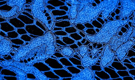 Texture, background, pattern, blue lace fabric, delicate embossed lace fabric, scalloped on both...