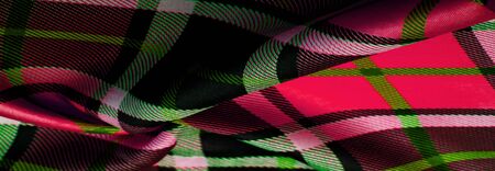Texture, background, pattern, checkered fabric, red white black green colors, Scottish motifs in this fabric, your design with the sounds of bagpipes and fragrant whiskeyの写真素材