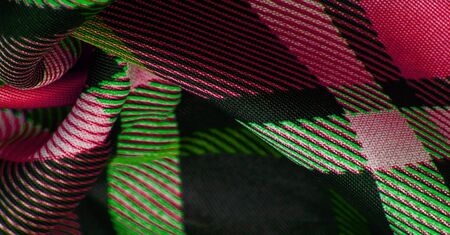 Texture, background, pattern, checkered fabric, red white black green colors, Scottish motifs in this fabric, your design with the sounds of bagpipes and fragrant whiskeyの写真素材