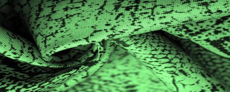 Texture, background, pattern, fabric with a green snake skin pattern, African fabric, designer photo - safari in the country of Africaの写真素材