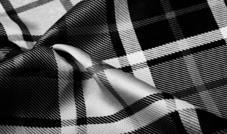 Texture, background, pattern, checkered fabric, black and white colors, Scottish motifs in this fabric, your design with the sounds of bagpipes and fragrant whiskeyの写真素材