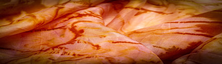 texture, background, pattern, orange silk fabric with abstract print, ground, context, fond, foil,...