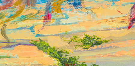 The picture is painted with oil paints. abstract drawing part of the picture. colorful strokes on canvasの写真素材