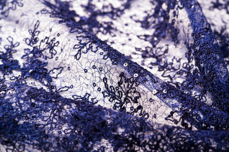 Texture, pattern, lace blue on a white background. Delicate and classic, this sheer lace has no...