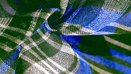 Texture, background, pattern, scottish checkered fabric, blue green white colors,の写真素材