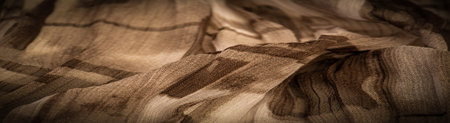 Background texture, decorative ornament, brown-beige silk fabric, floral pattern, corrugation, reef,...
